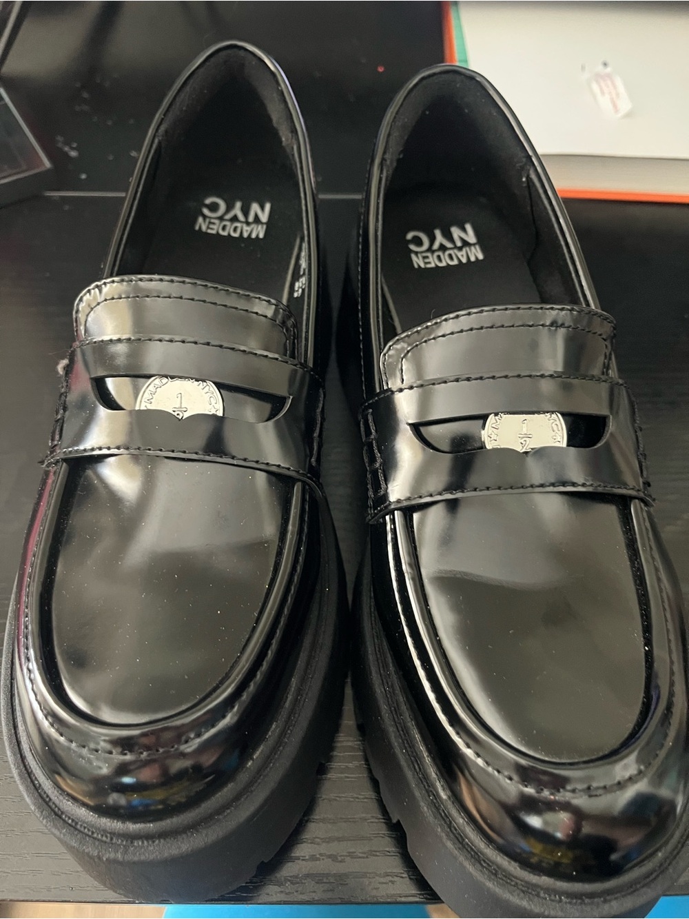 Madden NYC Women's Platform Lug Sole Coin Loafer